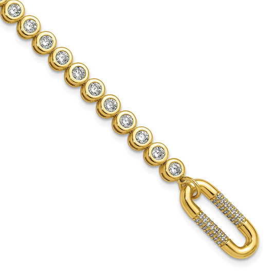 Sterling Shimmer Sterling Silver Gold-tone Flash Gold-plated CZ 113 Stone 7 inch Bracelet QSH156-7