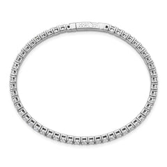 Sterling Shimmer Sterling Silver Rhodium-plated 3mm CZ 52 Stone 7 inch Flexible Bangle Bracelet QSH161-7