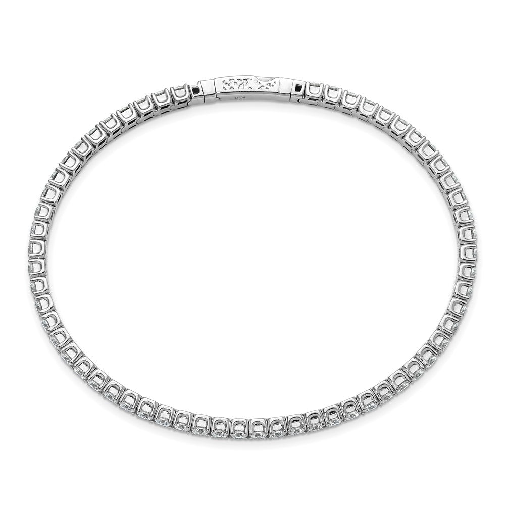 Sterling Shimmer Sterling Silver Rhodium-plated 3mm CZ 59 Stone 8 inch Flexible Bangle Bracelet QSH161-8