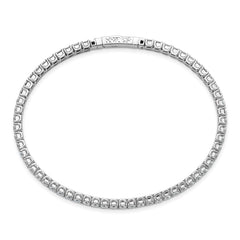 Sterling Shimmer Sterling Silver Rhodium-plated 3mm CZ 59 Stone 8 inch Flexible Bangle Bracelet QSH161-8