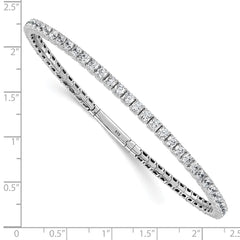 Sterling Shimmer Sterling Silver Rhodium-plated 3mm CZ 59 Stone 8 inch Flexible Bangle Bracelet QSH161-8