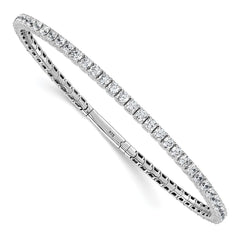 Sterling Shimmer Sterling Silver Rhodium-plated 3mm CZ 59 Stone 8 inch Flexible Bangle Bracelet QSH161-8