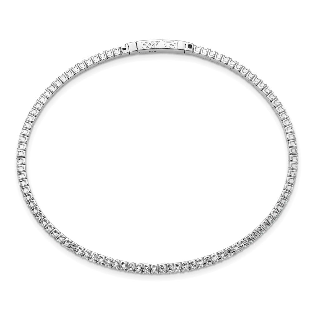 Sterling Shimmer Sterling Silver Rhodium-plated 1.7mm CZ 94 Stone 8 inch Flexible Bangle Bracelet QSH162-8