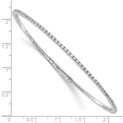Sterling Shimmer Sterling Silver Rhodium-plated 1.7mm CZ 94 Stone 8 inch Flexible Bangle Bracelet QSH162-8