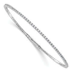 Sterling Shimmer Sterling Silver Rhodium-plated 1.7mm CZ 94 Stone 8 inch Flexible Bangle Bracelet QSH162-8