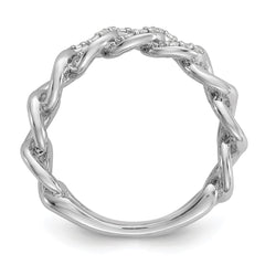 Sterling Shimmer Sterling Silver Rhodium-plated CZ 30 Stone Size 6 Link Circles Ring