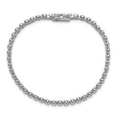 Sterling Shimmer Sterling Silver Rhodium-plated Bezel Set 2.3mm CZ 48 Stone 7 inch Bracelet QSH174-7
