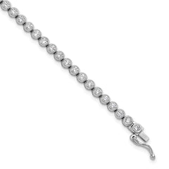 Sterling Shimmer Sterling Silver Rhodium-plated Bezel Set 2.3mm CZ 55 Stone 8 inch Bracelet QSH174-8