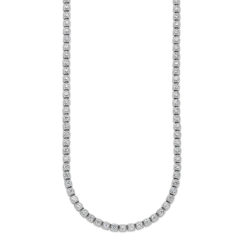 Sterling Shimmer Sterling Silver Rhodium-plated Bezel Set 2.5mm CZ 125 Stone 20 inch NecklaceQSH176