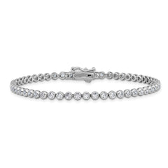 Sterling Shimmer Sterling Silver Rhodium-plated Bezel Set 2.5mm CZ 55 Stone 8 inch Bracelet QSH176-8
