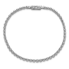 Sterling Shimmer Sterling Silver Rhodium-plated Bezel Set 2.5mm CZ 55 Stone 8 inch Bracelet QSH176-8