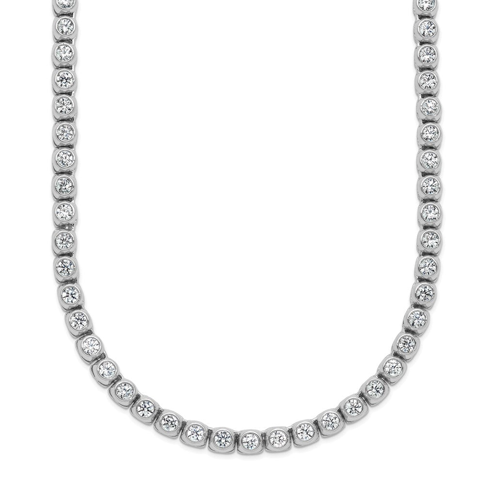Sterling Shimmer Sterling Silver Rhodium-plated Bezel Set 2.5mm CZ 106 Stone 17 inch NecklaceQSH176