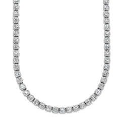 Sterling Shimmer Sterling Silver Rhodium-plated Bezel Set 2.5mm CZ 106 Stone 17 inch NecklaceQSH176