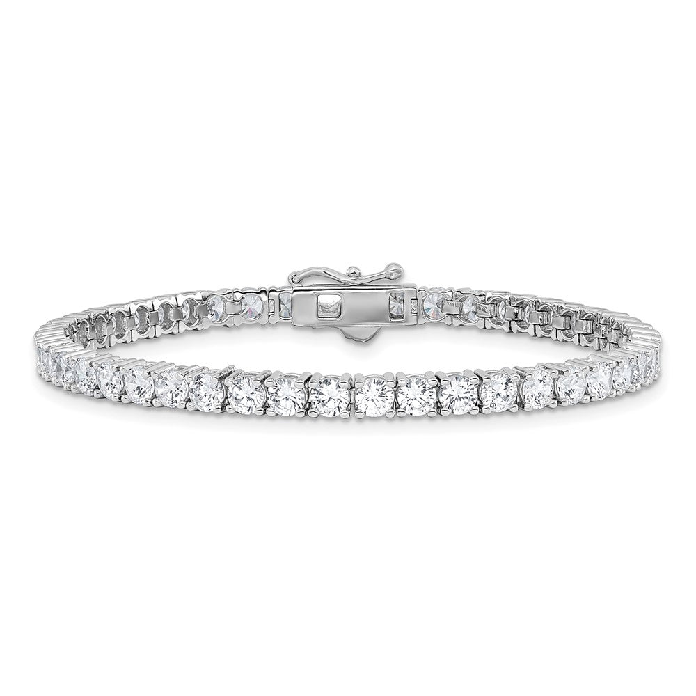 Sterling Shimmer Sterling Silver Rhodium-plated 3.5mm CZ 48 Stone 7 inch Bracelet QSH181-7