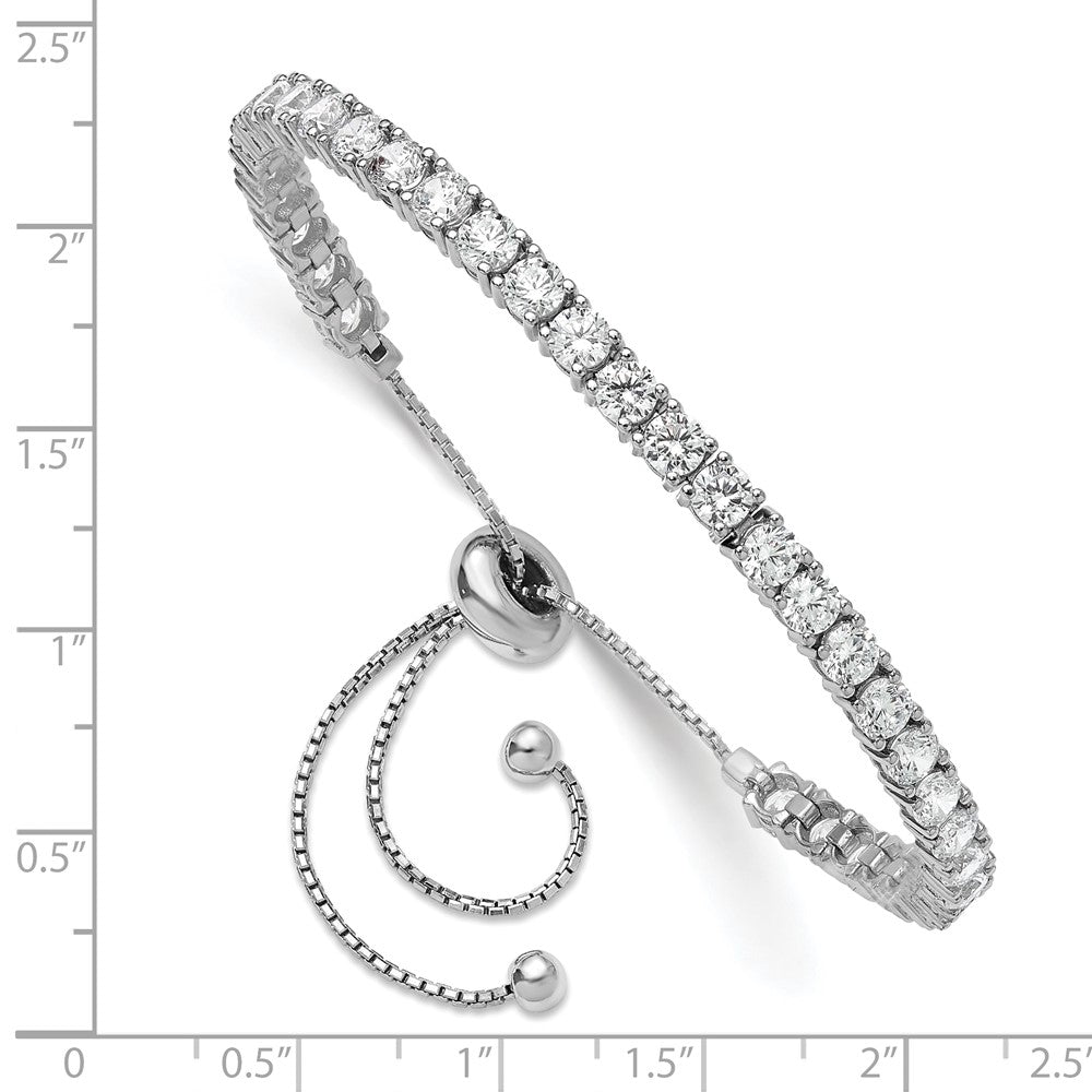 Sterling Shimmer Sterling Silver Rhodium-plated 3.5mm CZ 35 Stone Adjustable Bracelet QSH182