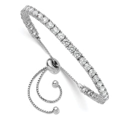 Sterling Shimmer Sterling Silver Rhodium-plated 3.5mm CZ 35 Stone Adjustable Bracelet QSH182