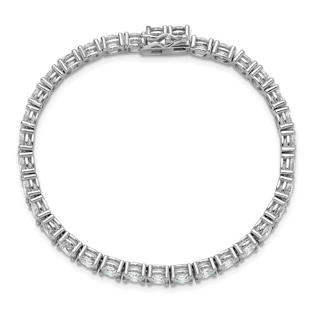 Sterling Shimmer Sterling Silver Rhodium-plated 5mm CZ 34 Stone 7 inch Bracelet QSH183-7
