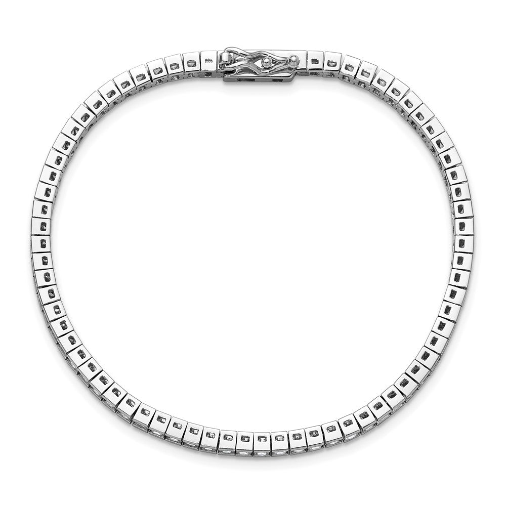 Sterling Shimmer Sterling Silver Rhodium-plated Square 2mm x 2mm CZ 74 Stone 7 inch Bracelet QSH184-7