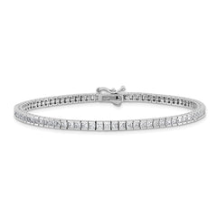 Sterling Shimmer Sterling Silver Rhodium-plated Square 3mm x 3mm CZ 86 Stone 8 inch Bracelet QSH184-8