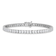 Sterling Shimmer Sterling Silver Rhodium-plated Square 3mm x 3mm CZ 61 Stone 8 inch Bracelet QSH185-8