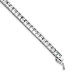 Sterling Shimmer Sterling Silver Rhodium-plated Square 3mm x 3mm CZ 61 Stone 8 inch Bracelet QSH185-8