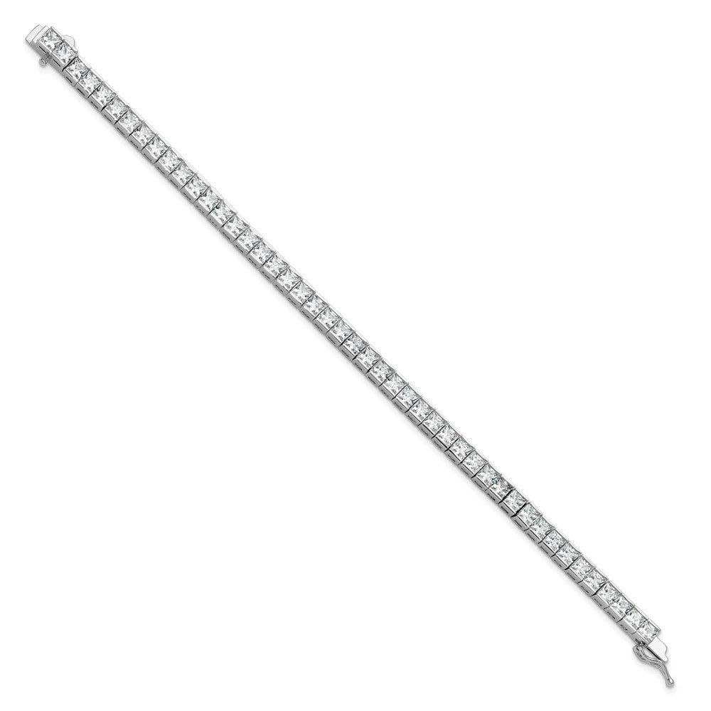 Sterling Shimmer Sterling Silver Rhodium-plated Square 3.5mm x 3.5mm CZ 46 Stone 7 inch Bracelet QSH186-7