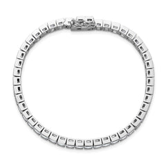 Sterling Shimmer Sterling Silver Rhodium-plated Square 3.5mm x 3.5mm CZ 46 Stone 7 inch Bracelet QSH186-7