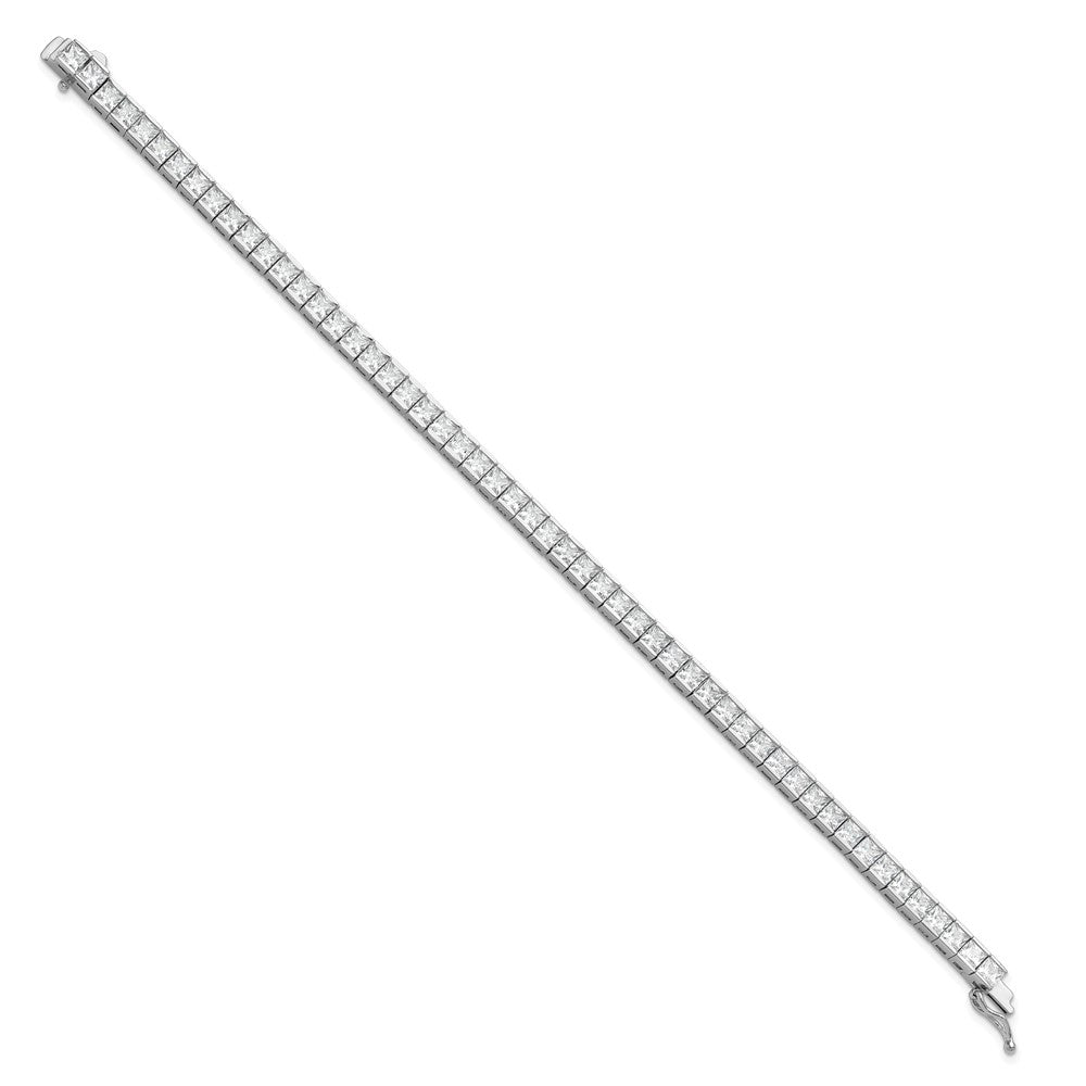 Sterling Shimmer Sterling Silver Rhodium-plated Square 3.5mm x 3.5mm CZ 54 Stone 8 inch Bracelet QSH186-8