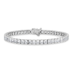 Sterling Shimmer Sterling Silver Rhodium-plated Square 3.5mm x 3.5mm CZ 54 Stone 8 inch Bracelet QSH186-8