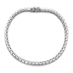 Sterling Shimmer Sterling Silver Rhodium-plated Square 3.5mm x 3.5mm CZ 54 Stone 8 inch Bracelet QSH186-8