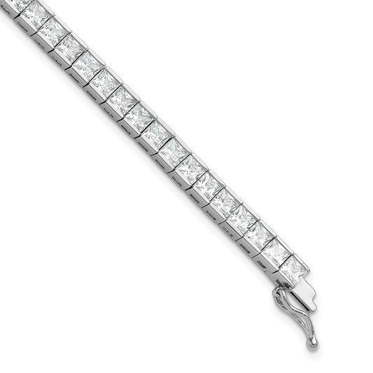 Sterling Shimmer Sterling Silver Rhodium-plated Square 3.5mm x 3.5mm CZ 54 Stone 8 inch Bracelet QSH186-8