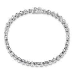 Sterling Shimmer Sterling Silver Rhodium-plated 5mm x 4mm CZ 41 Stone 7 inch Bracelet QSH187-7