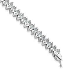 Sterling Shimmer Sterling Silver Rhodium-plated 5mm x 4mm CZ 41 Stone 7 inch Bracelet QSH187-7