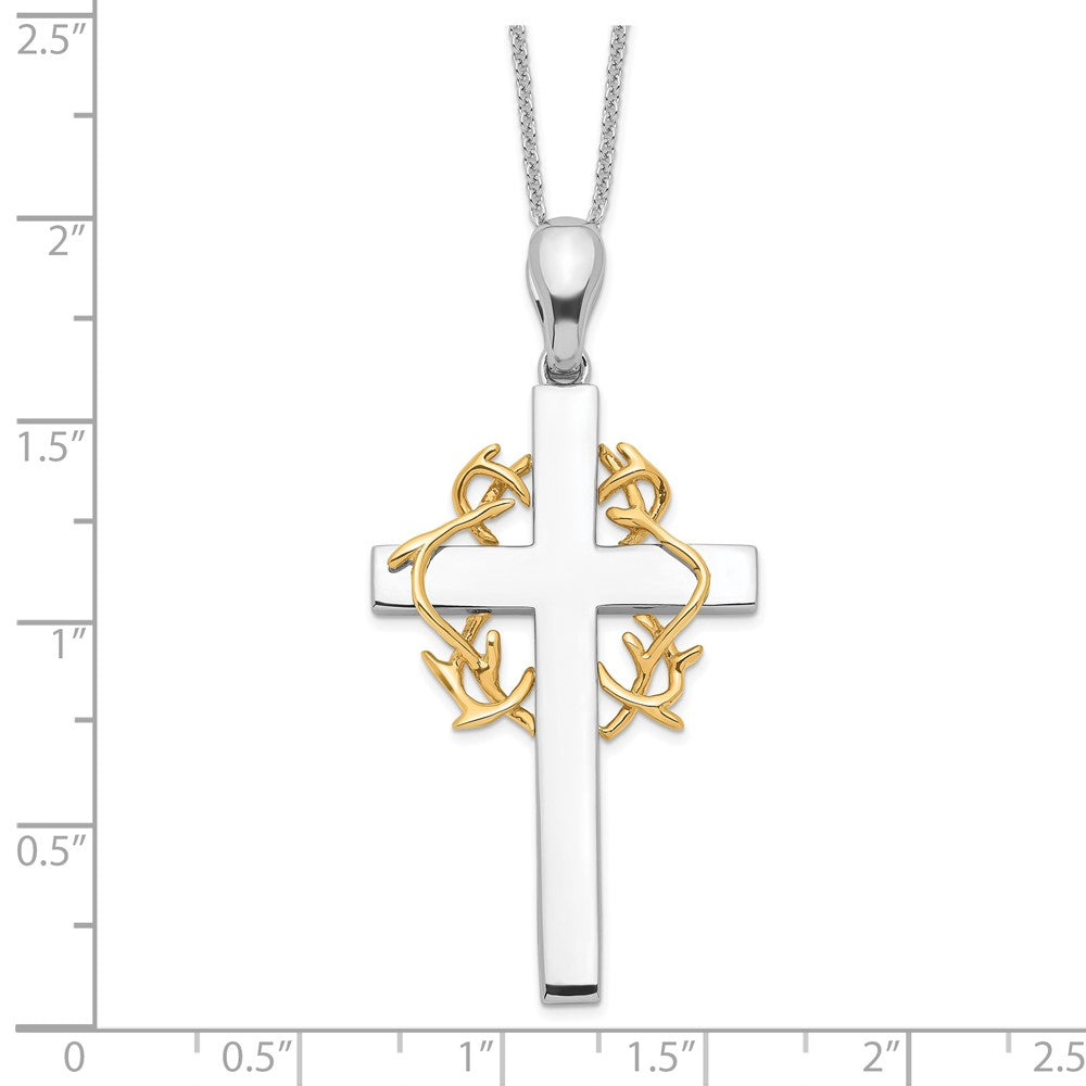 Sentimental Expressions Sterling Silver Gold-plated No Greater Love Cross 18in Necklace QSX114