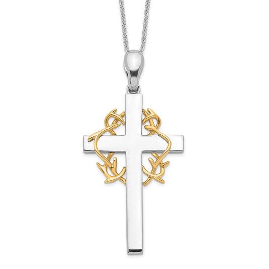 Sentimental Expressions Sterling Silver Gold-plated No Greater Love Cross 18in Necklace QSX114