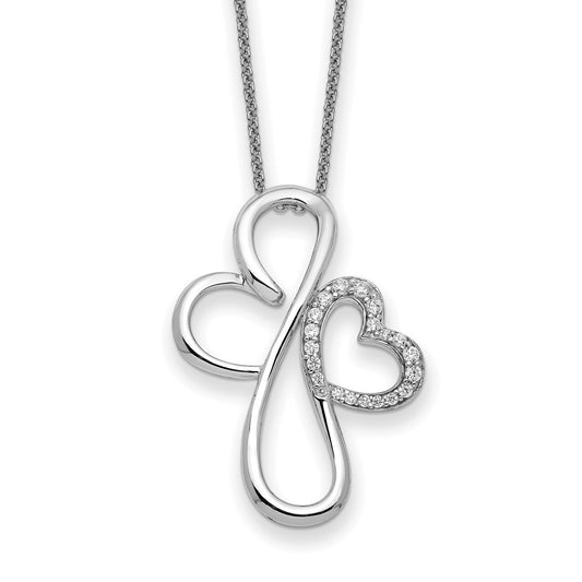 Sentimental Expressions Sterling Silver Rhodium-plated CZ Everlasting Love 18in Necklace QSX133