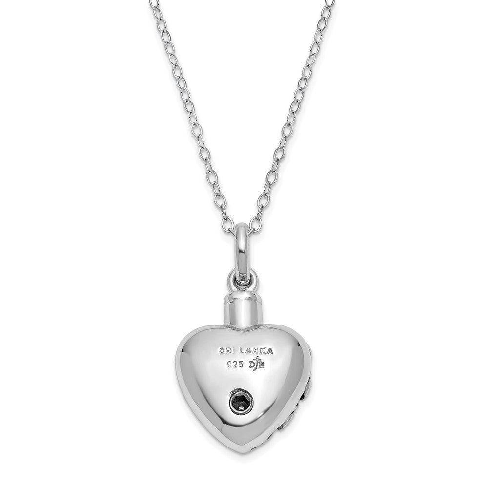 Sentimental Expressions Sterling Silver Antiqued Heart Remembrance Ash Holder 18 Inch Necklace QSX173