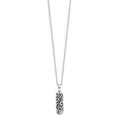 Sentimental Expressions Sterling Silver Rhodium-plated Antiqued Cylinder Remembrance Ash Holder 18 Inch Necklace QSX179