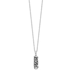 Sentimental Expressions Sterling Silver Rhodium-plated Antiqued Cylinder Remembrance Ash Holder 18 Inch Necklace QSX179