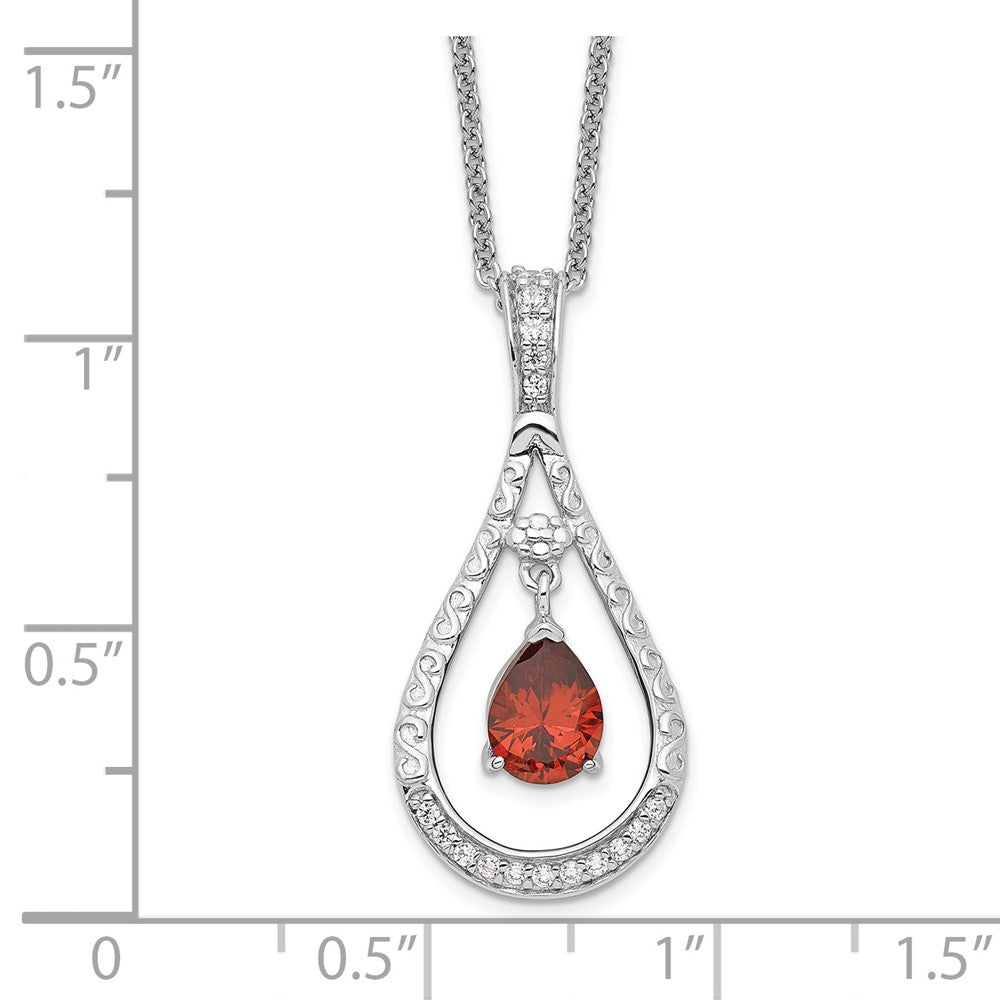 Sentimental Expressions Sterling Silver Rhodium-plated Jan. CZ Stone Never Forget Tear 18in Birthstone Necklace QSX180
