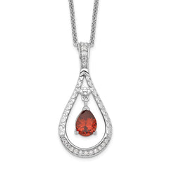 Sentimental Expressions Sterling Silver Rhodium-plated Jan. CZ Stone Never Forget Tear 18in Birthstone Necklace QSX180