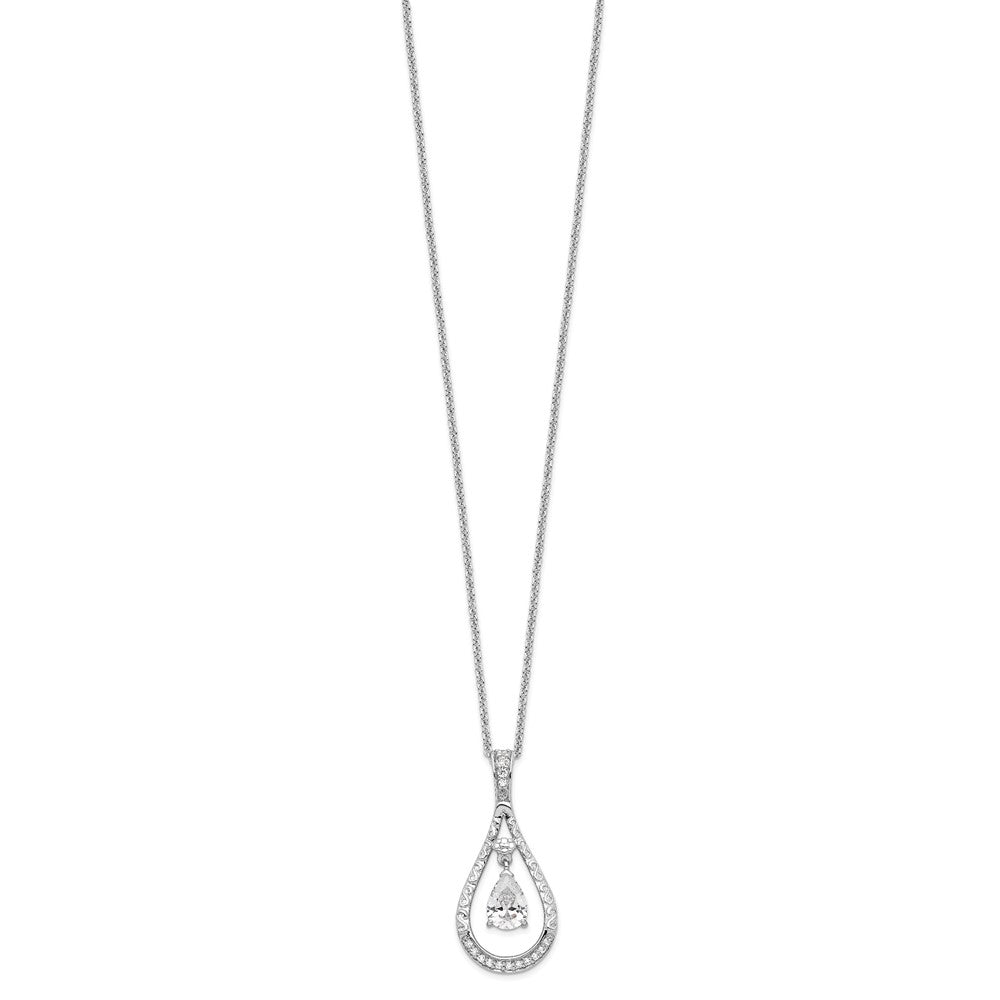 Sentimental Expressions Sterling Silver Rhodium-plated April CZ Stone Never Forget Tear 18in Birthstone Necklace QSX183