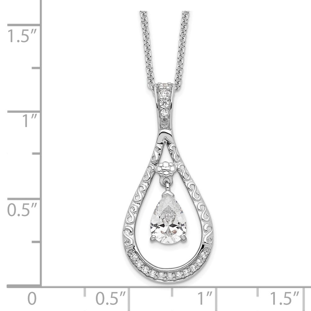 Sentimental Expressions Sterling Silver Rhodium-plated April CZ Stone Never Forget Tear 18in Birthstone Necklace QSX183