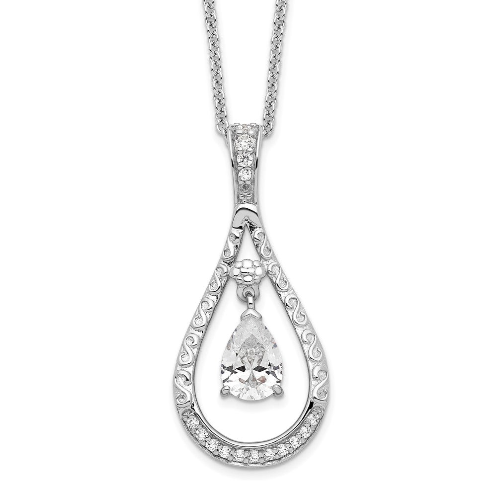 Sentimental Expressions Sterling Silver Rhodium-plated April CZ Stone Never Forget Tear 18in Birthstone Necklace QSX183