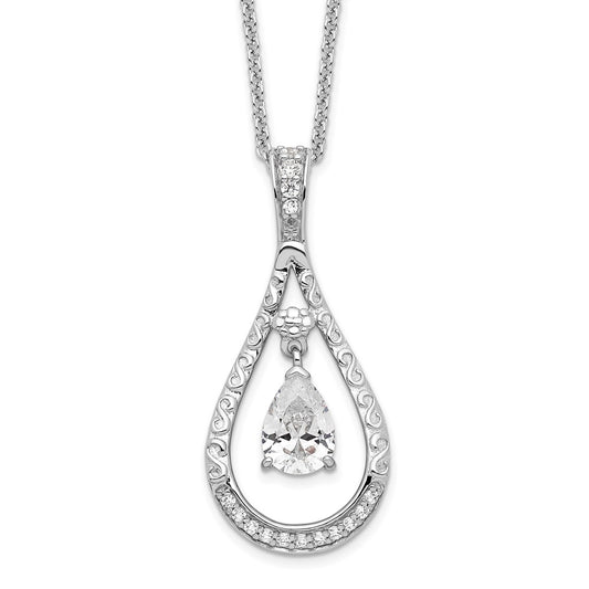 Sentimental Expressions Sterling Silver Rhodium-plated April CZ Stone Never Forget Tear 18in Birthstone Necklace QSX183