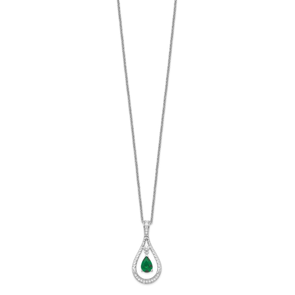 Sentimental Expressions Sterling Silver Rhodium-plated May CZ Stone Never Forget Tear 18in Birthstone Necklace QSX184