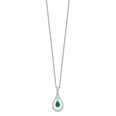 Sentimental Expressions Sterling Silver Rhodium-plated May CZ Stone Never Forget Tear 18in Birthstone Necklace QSX184