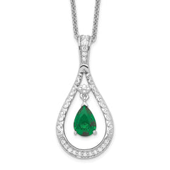 Sentimental Expressions Sterling Silver Rhodium-plated May CZ Stone Never Forget Tear 18in Birthstone Necklace QSX184