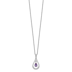 Sentimental Expressions Sterling Silver Rhodium-plated June CZ Stone Never Forget Tear 18in Birthstone Necklace QSX185