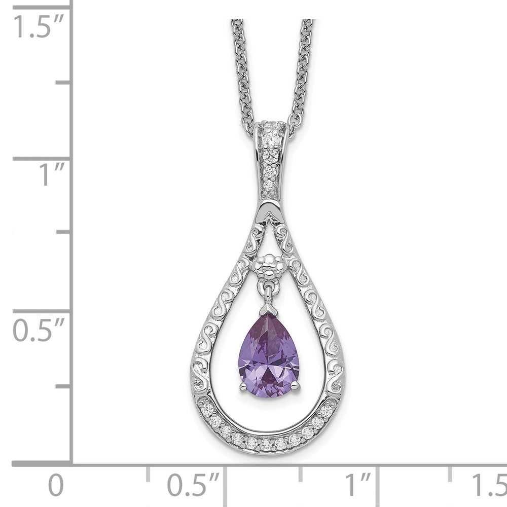 Sentimental Expressions Sterling Silver Rhodium-plated June CZ Stone Never Forget Tear 18in Birthstone Necklace QSX185